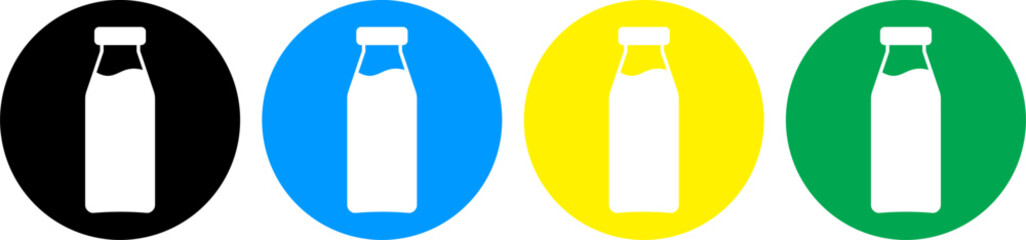 Milk bottle icon. Milk jar icon. Color full background bottle icon. Vector illustration.