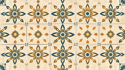 Soft symmetrical tile layouts combine boho freedom with structured ethnic traditions.