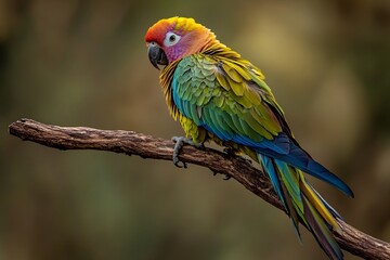 Fototapeta premium exotic parrot species on branch in tropical forest