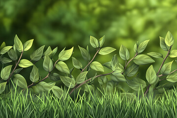 "Fresh Green Leaves with Sunlight in Spring Nature Background"
