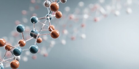 Molecular structure visualization showcasing intricate atom arrangements and connections in a science laboratory setting