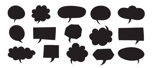 Speech bubble in Hand-drawn style set, chatting box, message box, design element, vector illustration