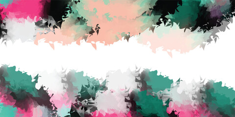 Fototapeta premium pink turquoise darker shades watercolor on white background for grunge design, vintage card, templates