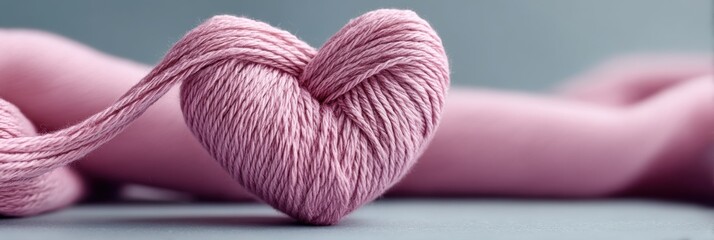 Mindful Craft Revival Soft Pink Yarn Heart Symbolizing Textile Art Therapy, Emotional Wellness, and Creative Self-Care Trends