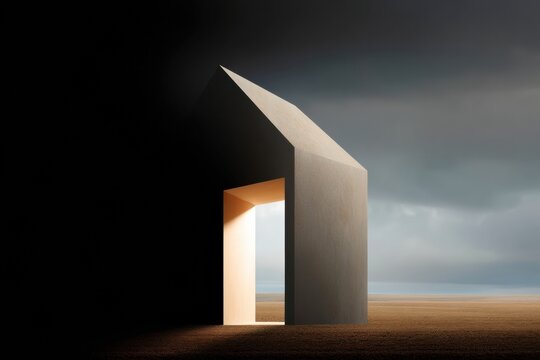 Liminal Architecture Minimalist Portal Revealing Transformative Spatial Design - Innovative Architectural Visualization Exploring Boundary Between Interior and Exterior Environments