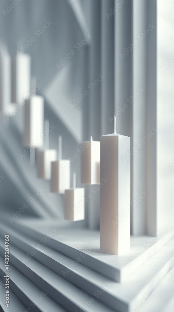 Poster Minimalist Financial Insights Sleek Candlestick Chart Design Visualizing Market Dynamics in High-Resolution Digital Aesthetic for Investment Strategy and Data Visualization