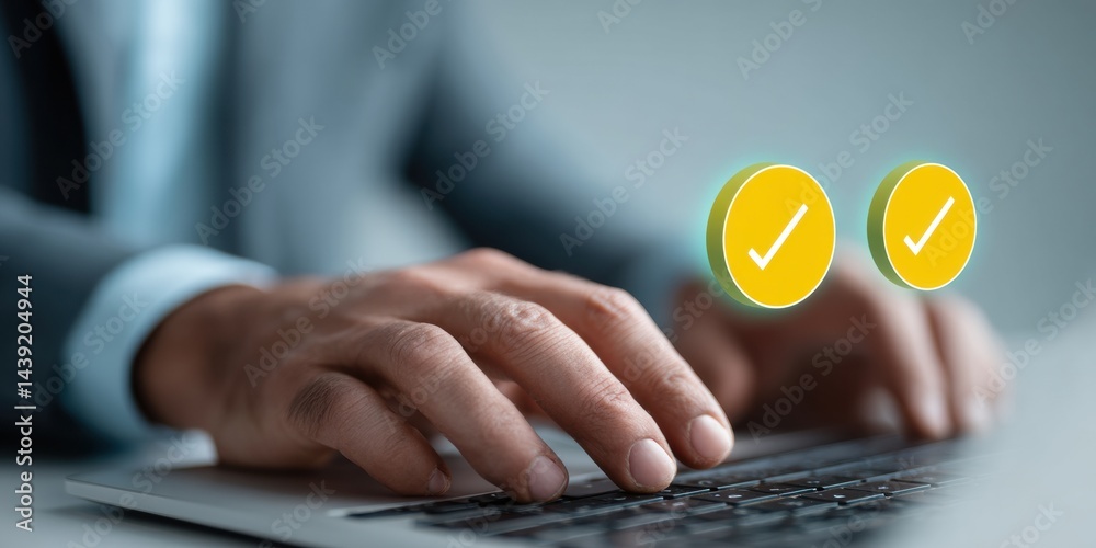 Fototapete Digital Quality Assurance Minimalist Professional Workflow with AR Certification Validation - Empowering Business Productivity through Next-Gen Compliance Technology