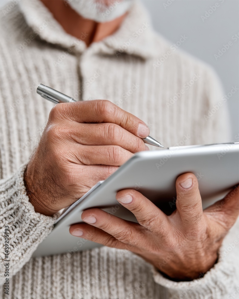 Fototapete Minimalist Digital Workflow Cozy Tech-Enabled Professional Completing Interactive Certification Survey on Sleek Tablet with Ergonomic Precision