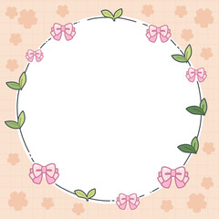 Cute memo template for writing messages, reminders, decorated with bows, leaves and flowers.