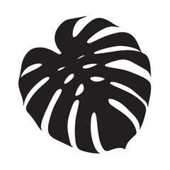 Elegant Silhouette of Monstera Deliciosa Leaf on white background, perfect for home decor prints, posters, and modern website design.