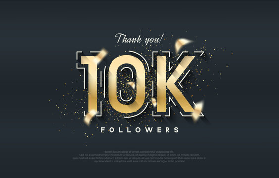 10k followers design with shiny gold color.