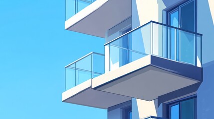 Fototapeta premium Balconies cascading under bright sky