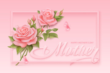 Happy mothers day greeting card with roses