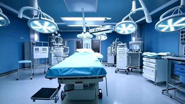 Operating Room at Modern Hospital with Surgical Tools and Equipment