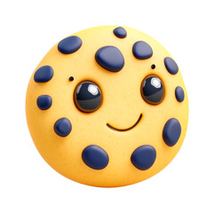 Fototapeta premium Smiling cartoon cookie character with chocolate chips and orange face, cut out - stock png.