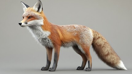 Obraz premium Red fox standing, posing, staring. In the studio. Wildlife for conservation, nature presentation