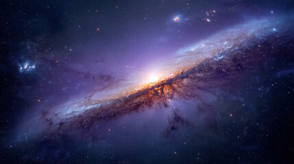 Fototapeta premium A spiral galaxy glows with bright stars, cosmic dust, and vibrant colors in deep outer space.