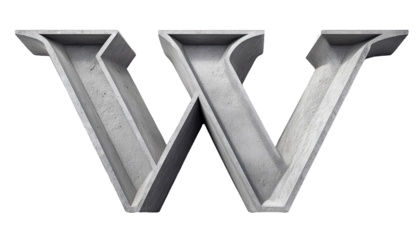 Concrete Stencil Letter W X on white background 