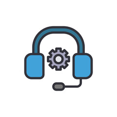 Consultant support colored icons, minimalist vector illustration ,simple transparent graphic element .Isolated on white background