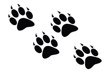 Simple black paw prints of a predator on a white background.