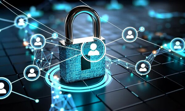 Digital padlock symbolizing online security.