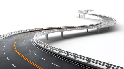 Winding road overpass with an architectural design against a minimalistic background