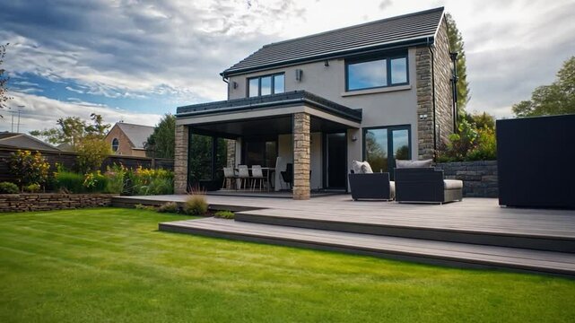 Modern house deck with patio area