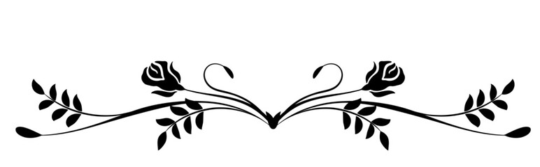 Ornament with roses flowers. Text divider. Decorative element for decor and text greeting or invitation card design.