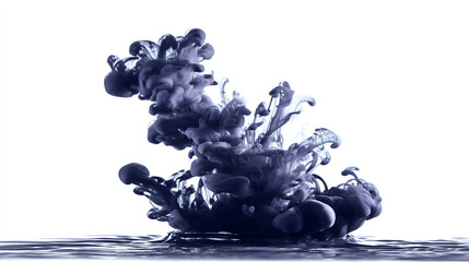 Captivating abstract image showcases swirling dark ink or paint water, creating mesmerizing cloud like formation. fluid motion and contrast against white background evoke sense of creativity