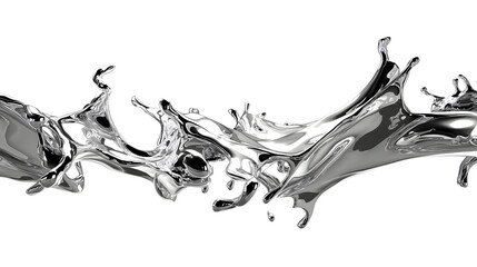 Stunning abstract representation of fluid dynamics showcases beauty of liquid metal in motion. shiny surface reflects light, creating engaging visual experience that captivates viewer