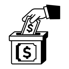 A hand drawn icon showing a donation box 
