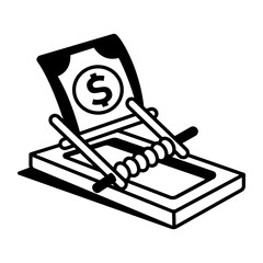 A hand drawn style icon showing a money trap
