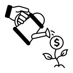 A doodle style icon of investment growth 
