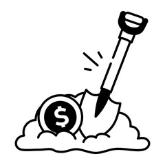A hand drawn icon of digging money 
