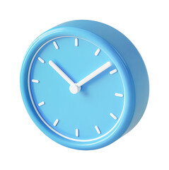 Blue analog clock showing ten o'clock with white hands, cut out - stock png.