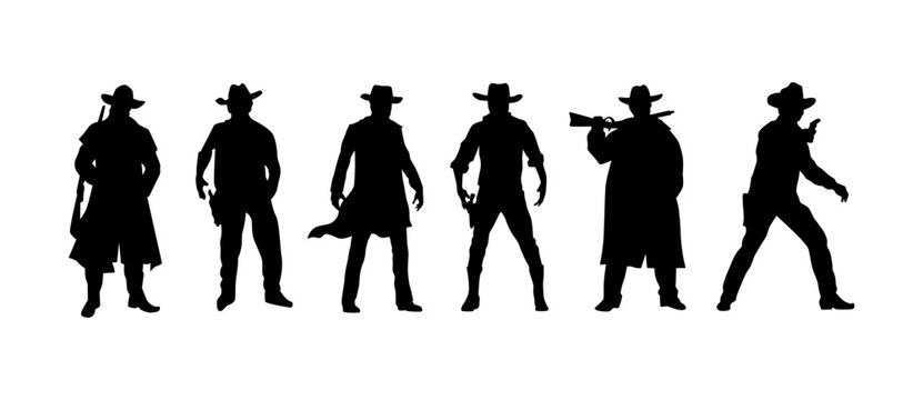 cowboy silhouette collection vector set