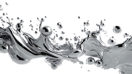 Stunning abstract representation of liquid metal splashing and flowing, showcasing dynamic movement and reflective surfaces that create engaging visual experience