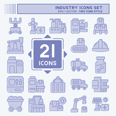 Icon Set Industry. related to Education symbol. two tone style. design editable