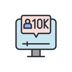 Video viewers colored icons, minimalist vector illustration ,simple transparent graphic element .Isolated on white background