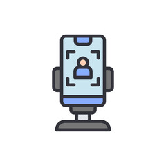 Vlogger colored icons, minimalist vector illustration ,simple transparent graphic element .Isolated on white background