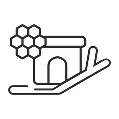 Honeycomb icon, Honey symbol outline icon, editable vector illustration and transparent graphic element. Isolated on white background