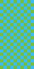 Bright Lime Green and Electric Blue Checkerboard Design with Uniformly Sized Square Tiles