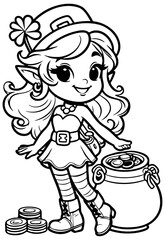 Leprechaun and Treasure Pot Illustration.