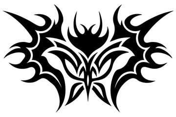 Tribal tattoo design with floral pattern vector illustration in black silhouette, an ornate tribal art element