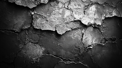 Obraz premium Dark Wall with Cracks and Shadows Cracked brick wall 