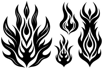 Tribal tattoo design with a set of hot fire flames in a vector illustration
