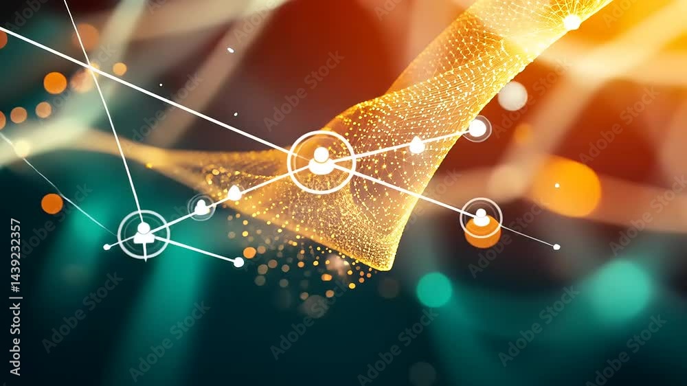 Wall mural abstract digital network visualization with glowing nodes