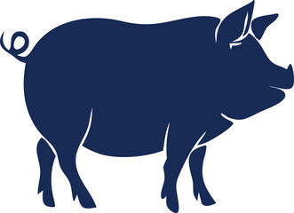 Pig silhouette logo vector. A black outlined farm animal profile isolated on a white background. Perfect for farming, wildlife, pets, or agriculture illustrations.