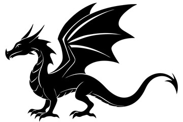 Black dragon vector illustration, a heraldic animal silhouette