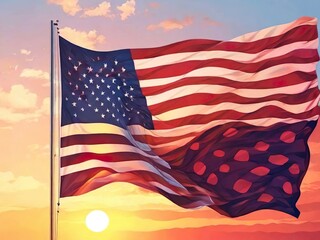 Symbol of Freedom: The American Flag Waving Proudly in the Sky